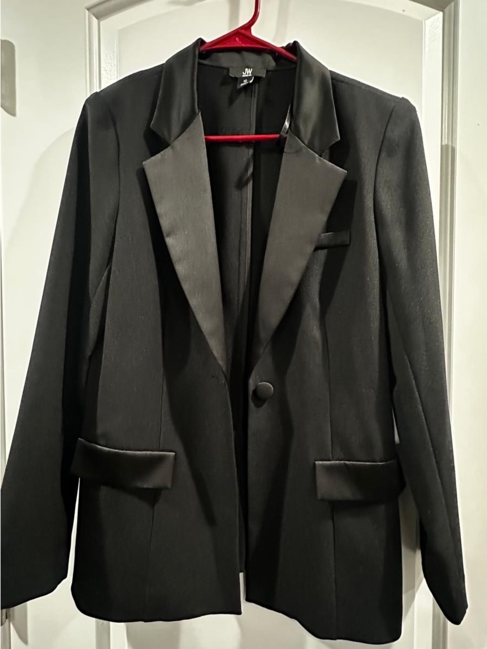 JW Black Satin-Lapel Women's Blazer